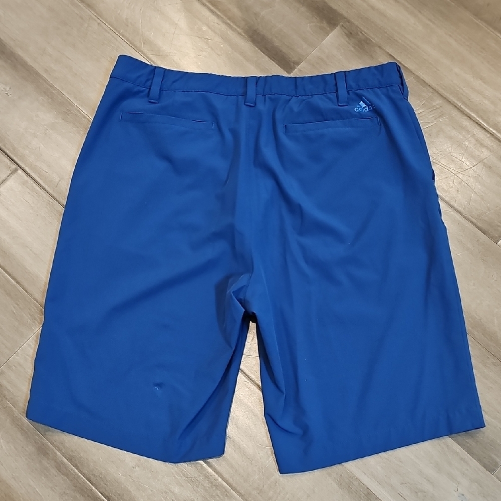 Adidas Men's Bright Blue Flat Front Performance Shorts - Picture 3 of 3